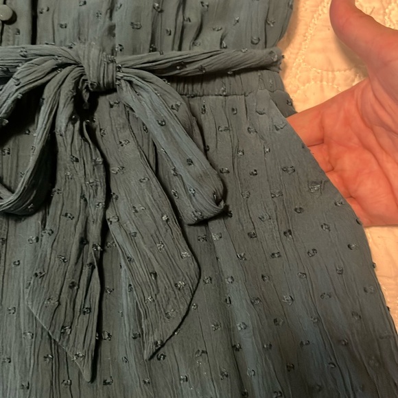 Loft Pick Dot Dark Teal Romper with Pockets - Picture 4 of 5